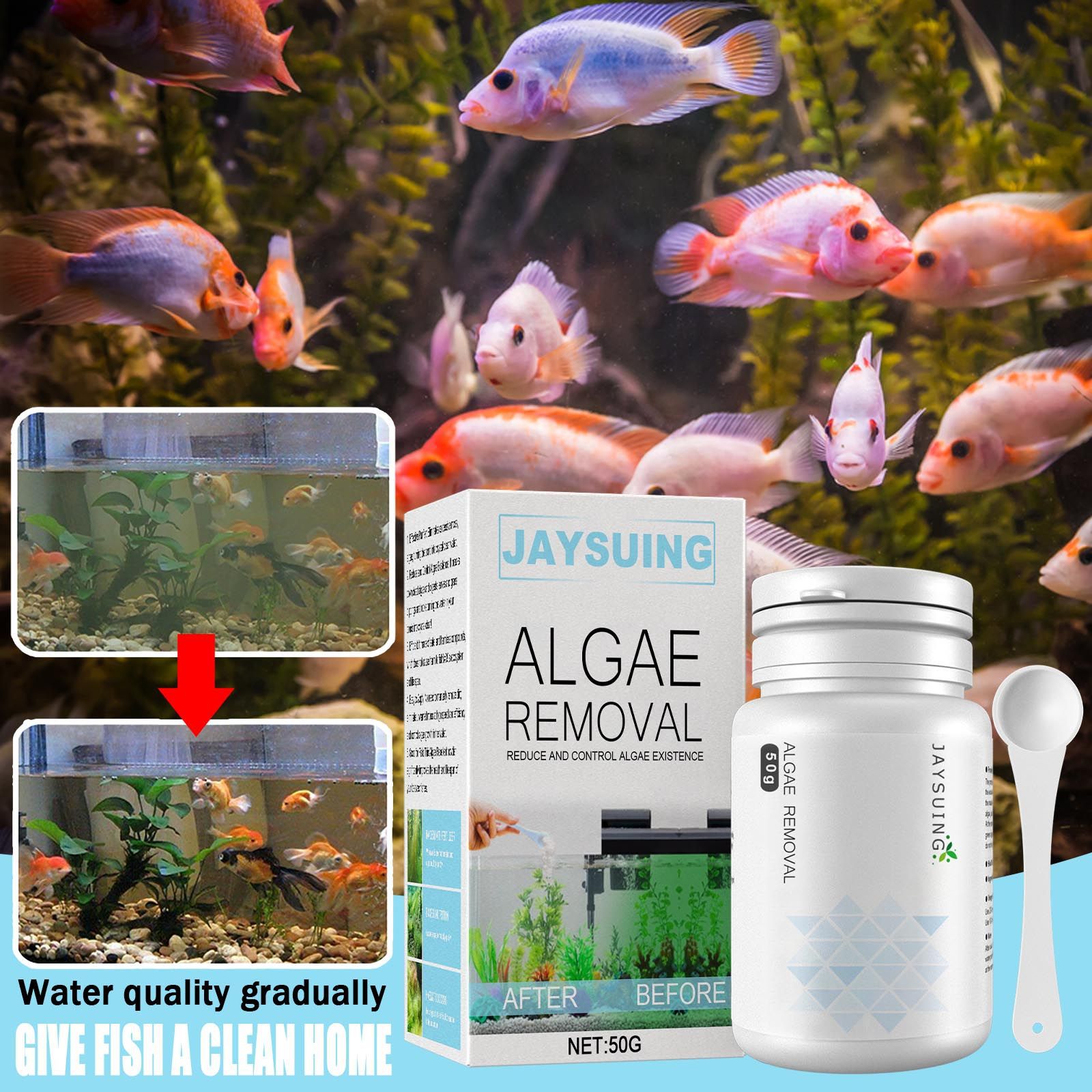 Aquarium Moss - Pó Removedor de Algas para Aquário,